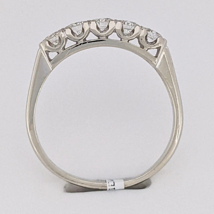 14K WHITE .60 CARAT TOTAL WEIGHT VS1 H DIAMOND ROUND (5) ESTATE BAND 2.6 GRAMS