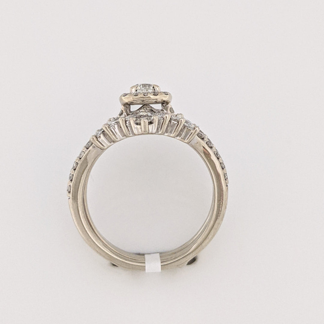 14K/ 10K WHITE 1.30CTW SI2 I DIAMOND ROUND (53) MARQUISE (12) ESTATE RING 6.6 GRAMS