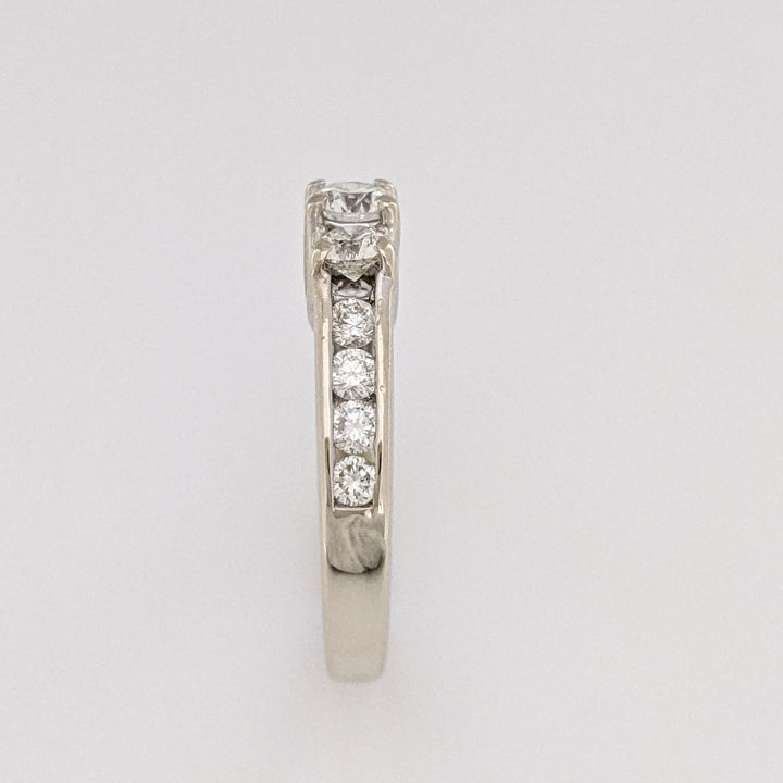 14K WHITE 1.03 CARAT TOTAL WEIGHT SI2 J DIAMOND ROUND (11) ESTATE RING 4.4 GRAMS