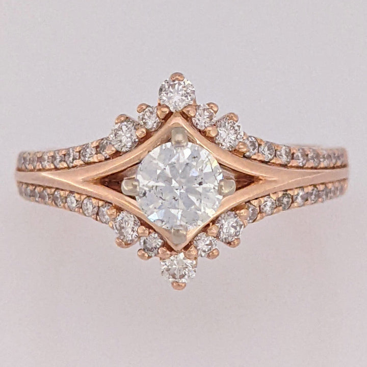 14K ROSE .89 CARAT TOTAL WEIGHT I1 J DIAMOND ROUND (47) ESTATE RING 5.3 GRAMS