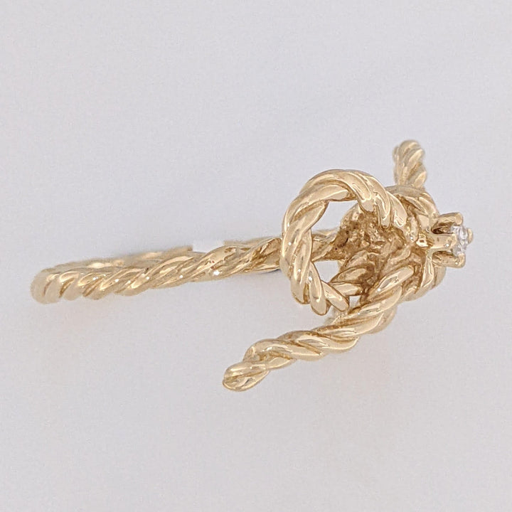 14K DIAMOND ROUND ROPE/TWIST BOW ESTATE RING 4.1 GRAMS