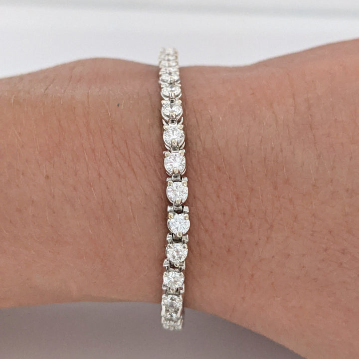14K WHITE 3.05 CARAT TOTAL WEIGHT SI1 H DIAMOND ROUND (47) ESTATE TENNIS BRACELET 10.1 GRAMS