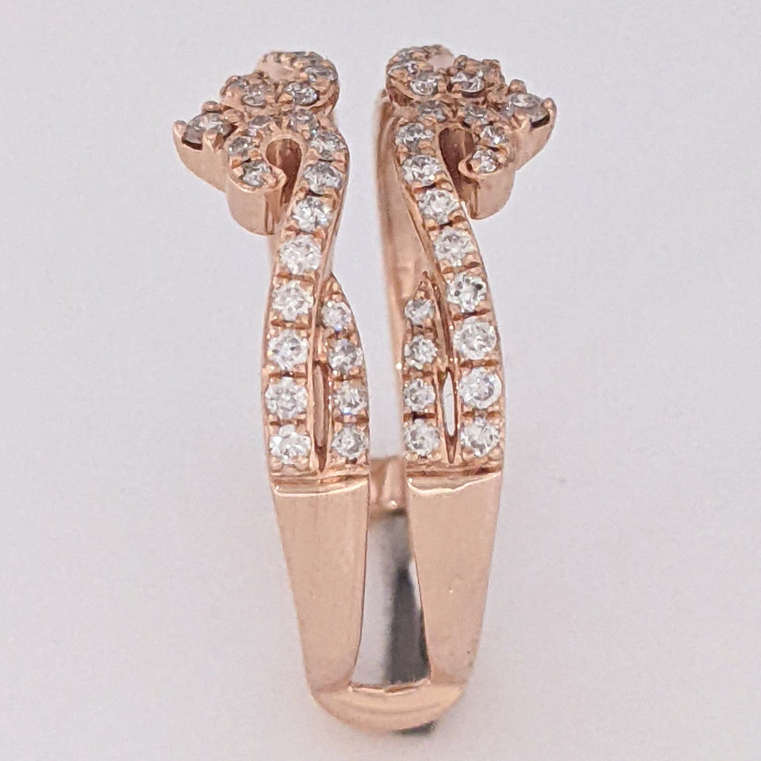 14K ROSE .33 CARAT TOTAL WEIGHT SI2 H DIAMOND ROUND (66) ESTATE RING JACKET 5.0 GRAMS