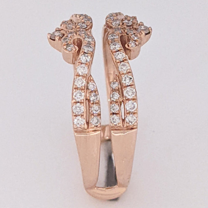 14K ROSE .33 CARAT TOTAL WEIGHT SI2 H DIAMOND ROUND (66) ESTATE RING JACKET 5.0 GRAMS
