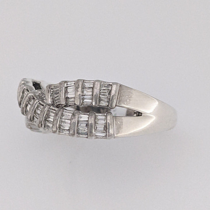 STERLING SILVER 1.00 CARAT TOTAL WEIGHT DIAMOND BAGUETTE (52) ESTATE CRISS CROSS ESTATE BAND 4.3 GRAMS