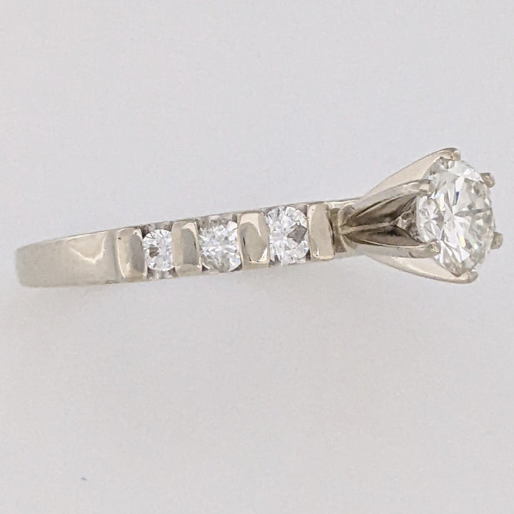 14K WHITE .75 CARAT TOTAL WEIGHT VS2 I DIAMOND ROUND (2) PRONGS SET (6) BAR SET ESTATE RING 3.6 GRAMS