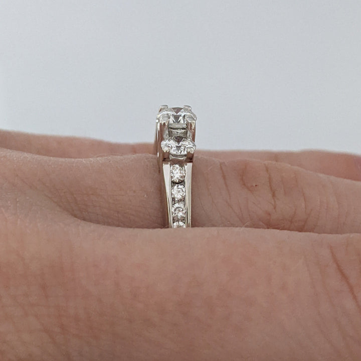 14K WHITE .87 CARAT TOTAL WEIGHT I1 G DIAMOND ROUND (11) ESTATE TRINITY RING 3.1 GRAMS