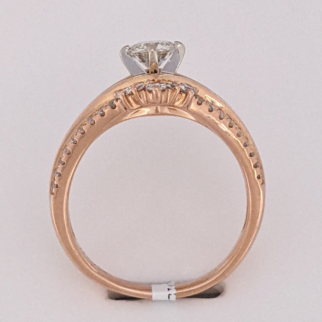 14K ROSE .89 CARAT TOTAL WEIGHT I1 J DIAMOND ROUND (47) ESTATE RING 5.3 GRAMS