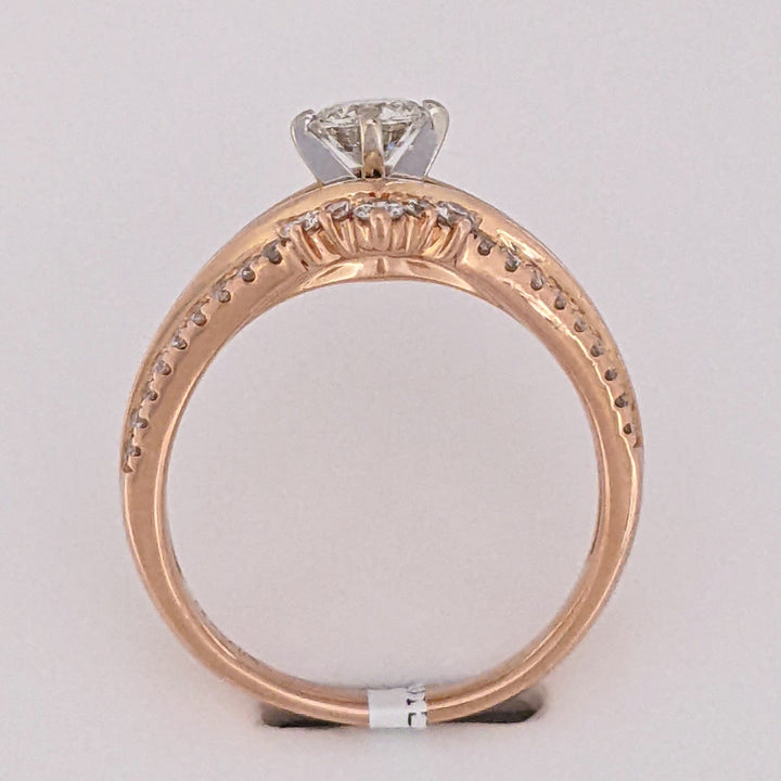 14K ROSE .89 CARAT TOTAL WEIGHT I1 J DIAMOND ROUND (47) ESTATE RING 5.3 GRAMS