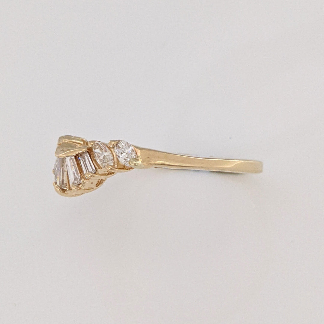 14K .49CTW SI2 H DIAMOND MARQUISE (4) BAGUETTE (5) ESTATE WRAP 2.2 GRAMS