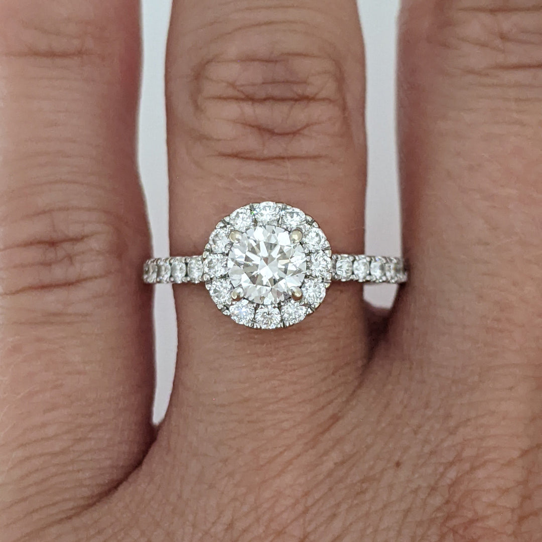 14K WHITE 1.37 CARAT TOTAL WEIGHT SI2 F DIAMOND ROUND (55) ESTATE "NEIL LANE" HALO RING 3.2 GRAMS
