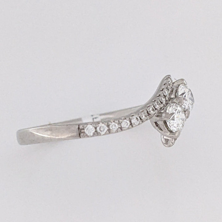 18K WHITE .40 CARAT TOTAL WEIGHT VS2 H DIAMOND ROUND (26) ESTATE BYPASS RING 2.9 GRAMS