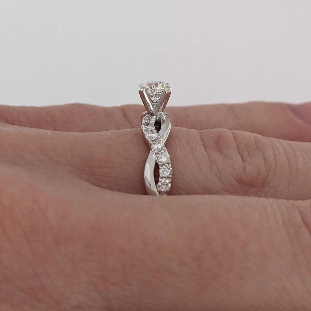 14K WHITE 1.17 CARAT TOTAL WEIGHT I1 J DIAMOND ROUND (23) TWIST SHANK ESTATE RING 2.3 GRAMS