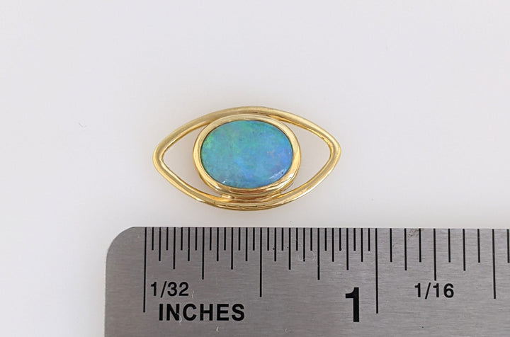 18K OPAL OVAL8X10 MARQUISE ESTATE EARRING 6.1 GRAMS