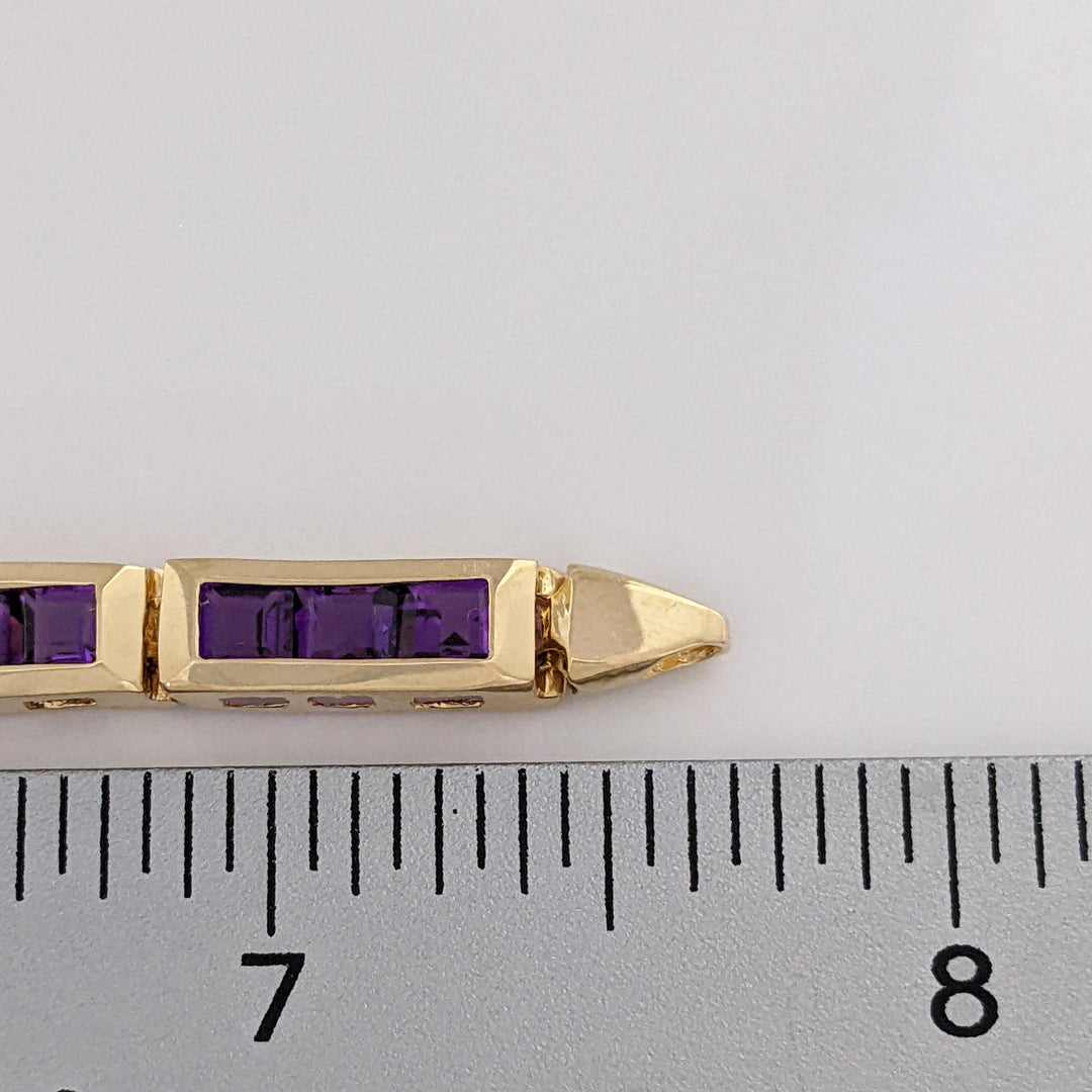 14K AMETHYST PRINCESS CUT (33) 4.0MM CHANNEL ESTATE BRACELET 14.6 GRAMS