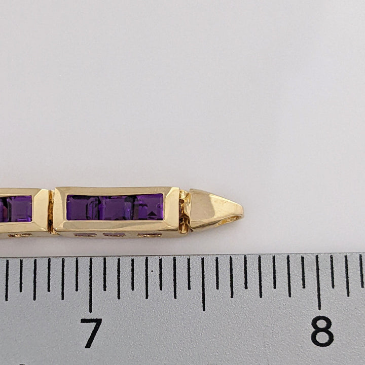 14K AMETHYST PRINCESS CUT (33) 4.0MM CHANNEL ESTATE BRACELET 14.6 GRAMS