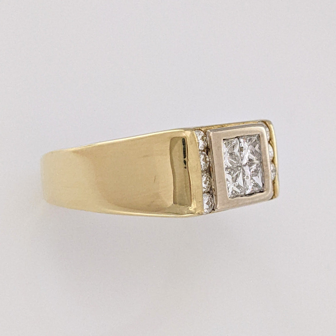 18K .80 CARAT TOTAL WEIGHT SI1 H DIAMOND PRINCESS CUT (4) ROUND (8) ESTATE RING 7.9 GRAMS