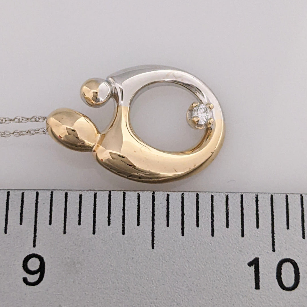 14K TWO-TONE MOTHER/CHILD WITH MELEE ESTATE PENDANT & CHAIN 2.4 GRAMS
