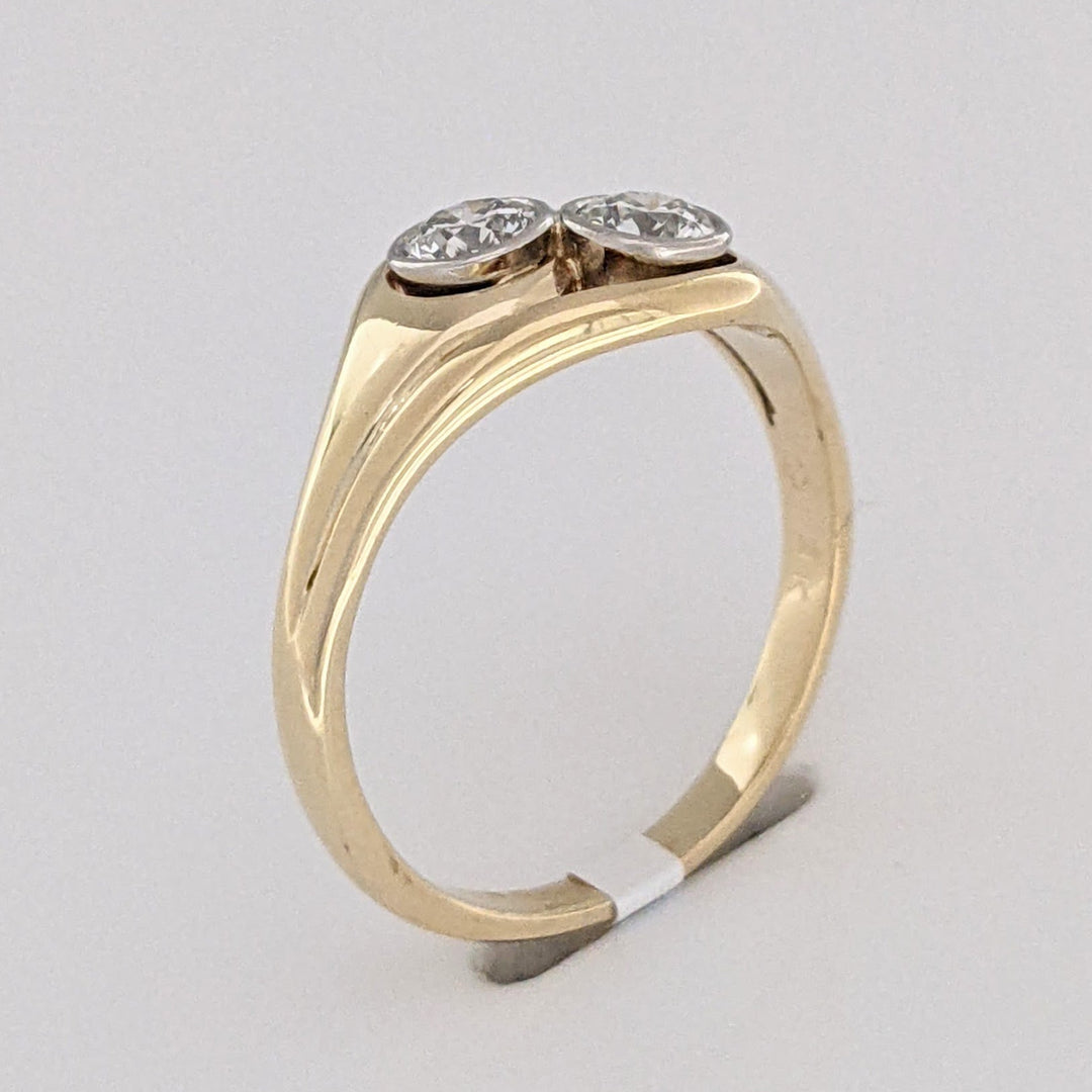 14K .39 CARAT TOTAL WEIGHT SI1 I DIAMOND ROUND (2) BEZEL BYPASS ESTATE RING 3.0 GRAMS