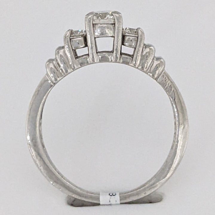 PLATINUM .44 CARAT TOTAL WEIGHT SI2 I DIAMOND ROUND (3) TRINITY ESTATE RING 4.4 GRAMS