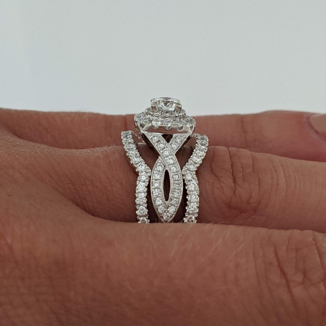 14K WHITE 1.29 CARAT TOTAL WEIGHT SI2 H DIAMOND ROUND (129) 3-RING NEIL LANE ESTATE SET