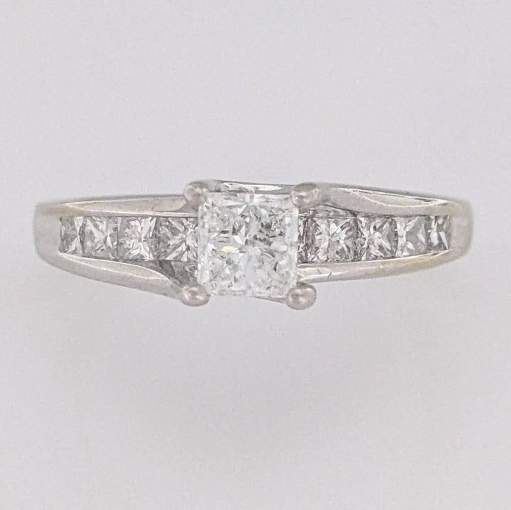 14K WHITE .80 CARAT TOTAL WEIGHT SI2 H DIAMOND PRINCESS CUT (11) ESTATE RING 3.3 GRAMS