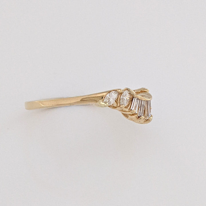 14K .49CTW SI2 H DIAMOND MARQUISE (4) BAGUETTE (5) ESTATE WRAP 2.2 GRAMS