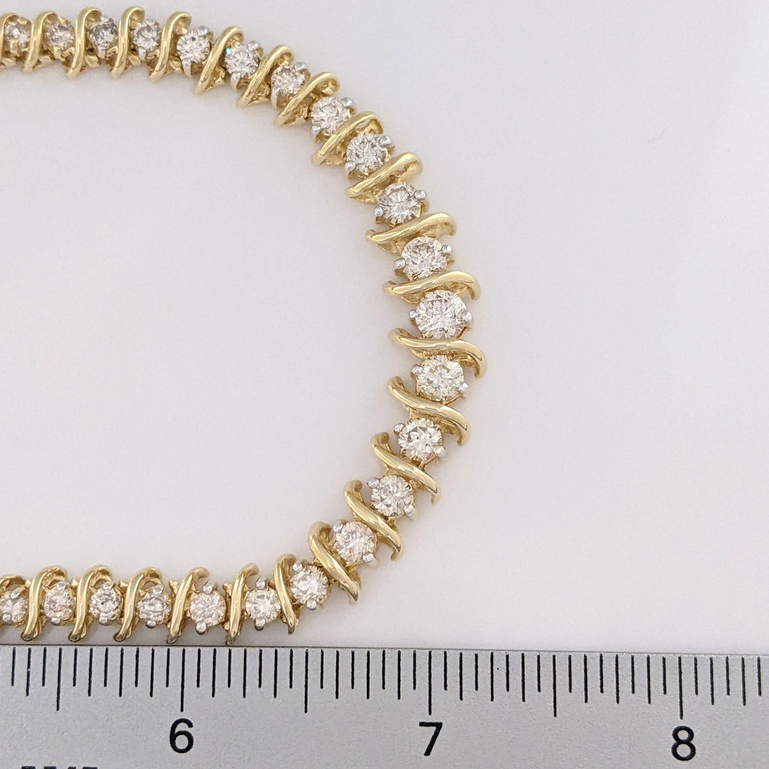 14K 8.85 CARAT TOTAL WEIGHT I1-I2 H-I DIAMOND ROUND (106) ESTATE S-LINK NECKLACE 39.4 GRAMS