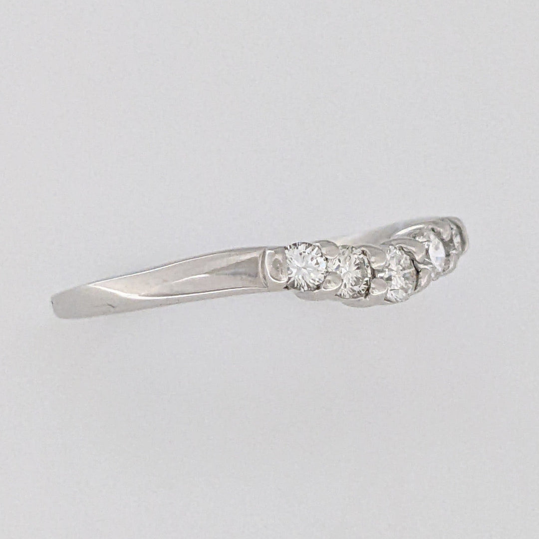 14K WHITE .27 CARAT TOTAL WEIGHT SI2 I DIAMOND ROUND (5) PRONG-SET CURVED ESTATE BAND 2.2 GRAMS