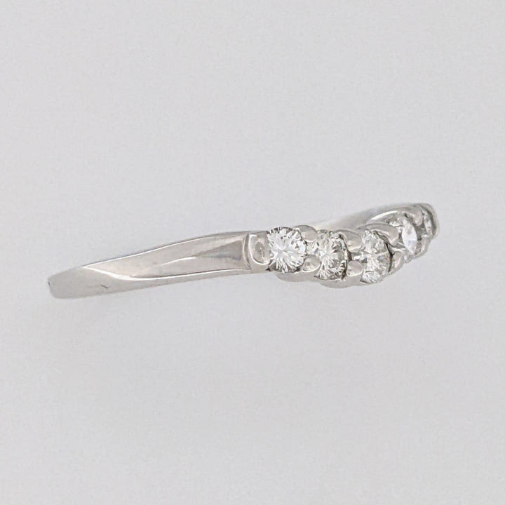14K WHITE .27 CARAT TOTAL WEIGHT SI2 I DIAMOND ROUND (5) PRONG-SET CURVED ESTATE BAND 2.2 GRAMS