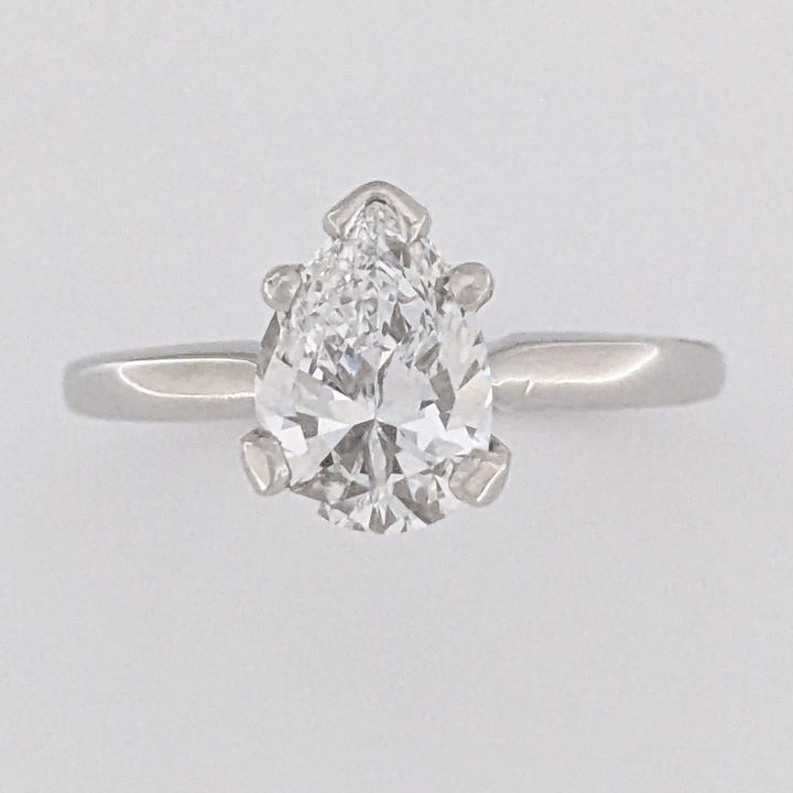PLATINUM 1.22 CARAT TOTAL VS1 D DIAMOND PEAR ESTATE SOLITAIRE RING 4.5 GRAMS