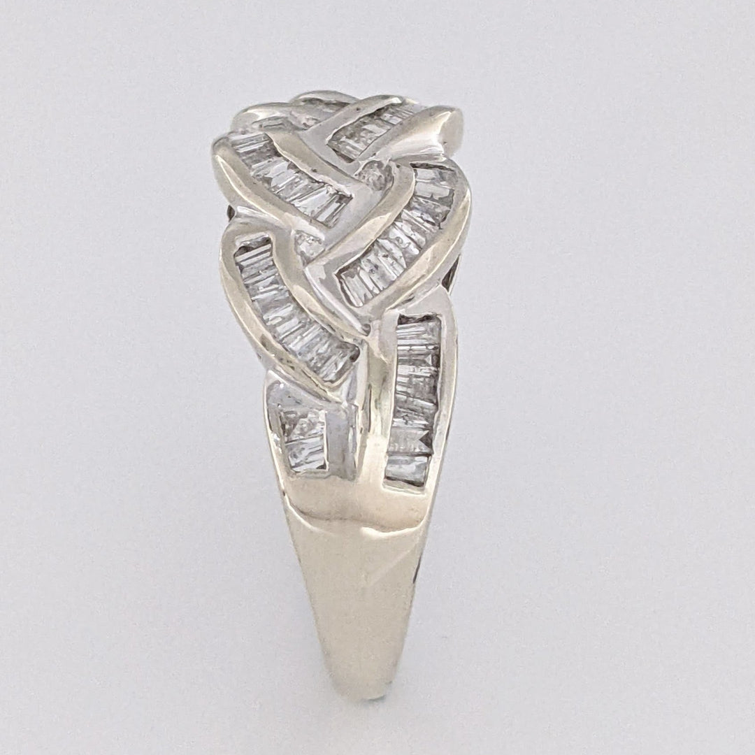 10K WHITE .50 CARAT TOTAL WEIGHT I1 H DIAMOND BAGUETTE (58) ESTATE BAND 3.3 GRAMS