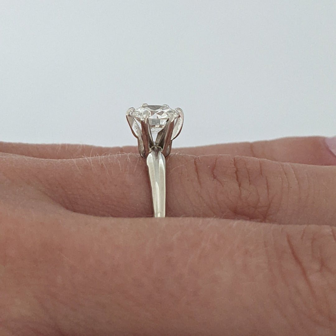 14K WHITE 1.00 CARAT TOTAL VS1 H DIAMOND ROUND ESTATE SOLITAIRE 2.5 GRAMS