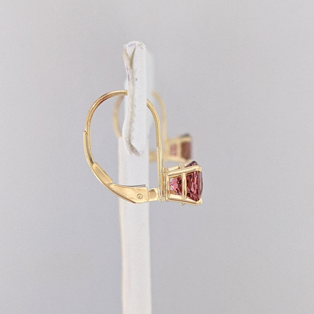 14K PINK TOURMALINE ROUND 6MM LEVERBACK ESTATE EARRINGS 1.6 GRAMS