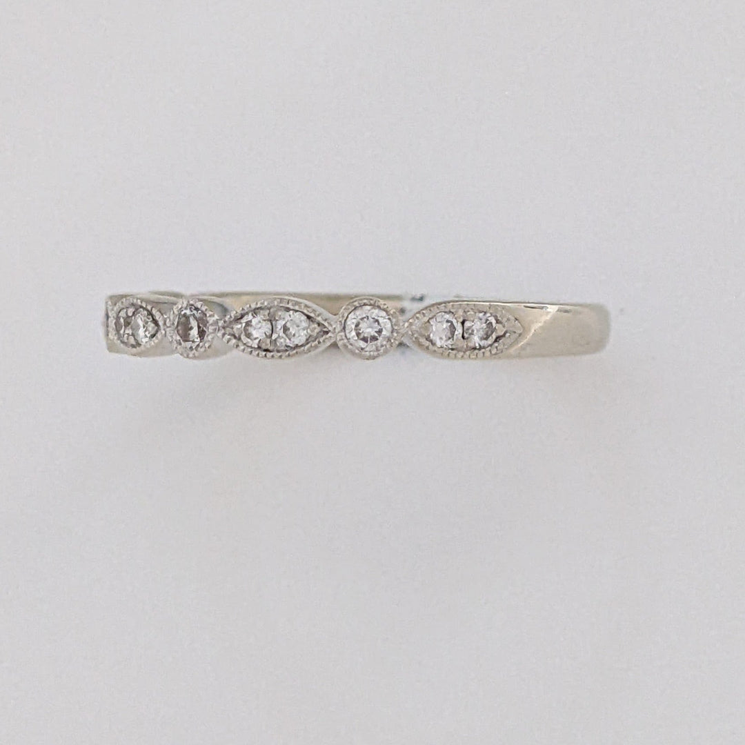14K WHITE .15 CARAT TOTAL WEIGHT SI2 H DIAMOND ROUND (14) MARQUISE/ ROUND LINK ESTATE BAND 2.4 GRAMS