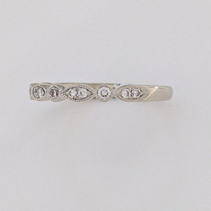 14K WHITE .15 CARAT TOTAL WEIGHT SI2 H DIAMOND ROUND (14) MARQUISE/ ROUND LINK ESTATE BAND 2.4 GRAMS
