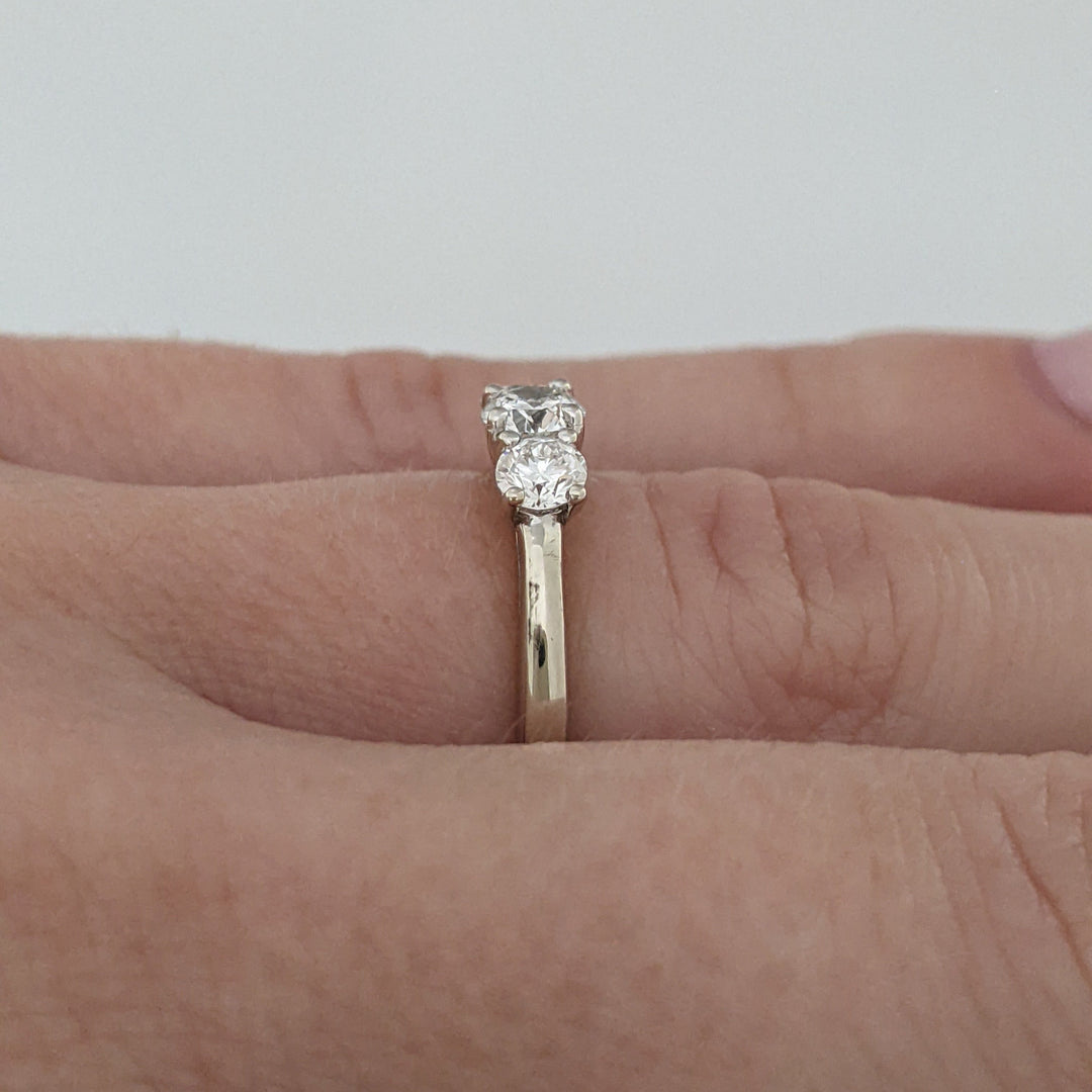 14K WHITE .51 CARAT TOTAL WEIGHT SI2 I DIAMOND ROUND (3) ESTATE TRINITY RING 2.2 GRAMS