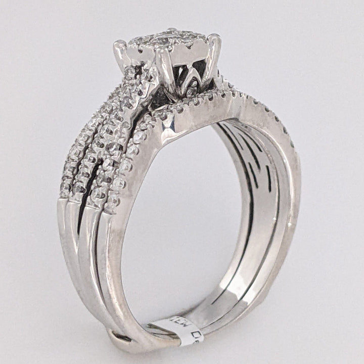14K WHITE .58 CARAT TOTAL WEIGHT SI1 H DIAMOND ROUND (83) CLUSTER ESTATE RING/JACKET SET 6.7 GRAMS