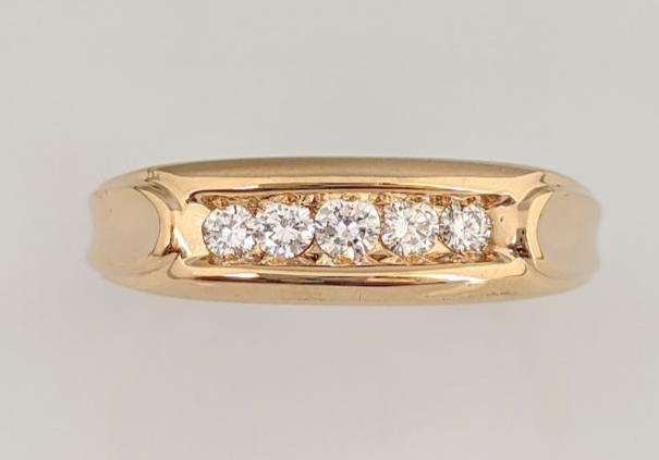 14K .30 CARAT TOTAL WEIGHT SI2 H-I DIAMOND ROUND (5) CHANNEL SET ESTATE BAND 6.5 GRAMS