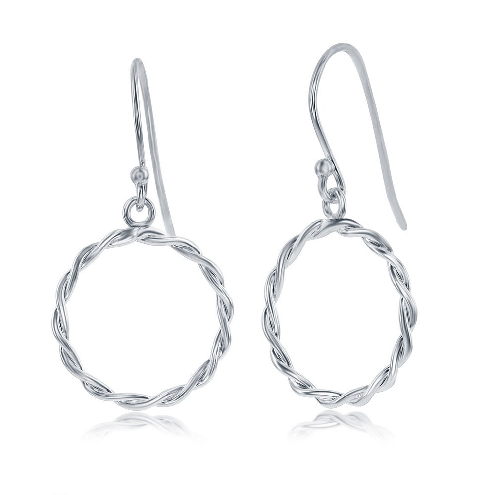 Sterling Silver Small Twist Design Circle Earrings