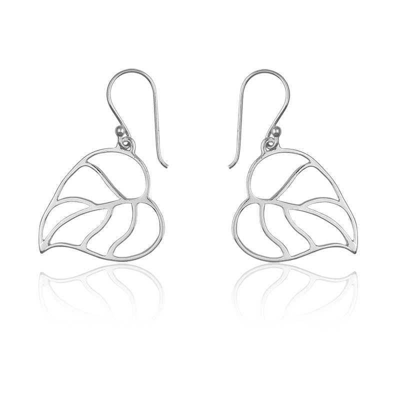 Sterling Silver Heart w/ Leaf Design Earring