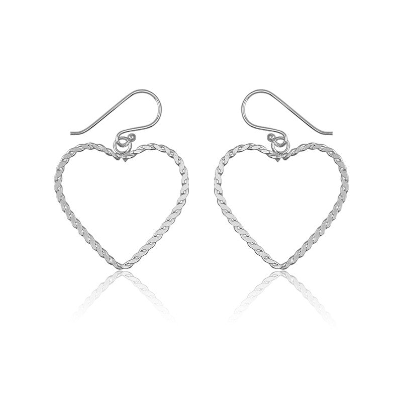 Sterling Silver Designed Open Heart Earrings