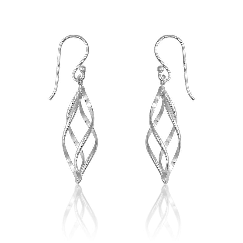 Sterling Silver Lined Oval Earrings