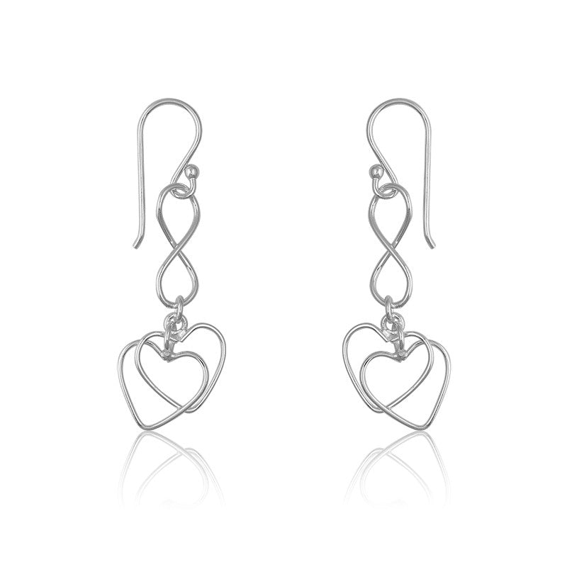 Sterling Silver Figure "8" and Double Open Heart Earrings