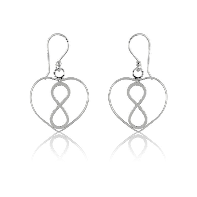 Sterling Silver Open Heart with Infinity Design Earrings