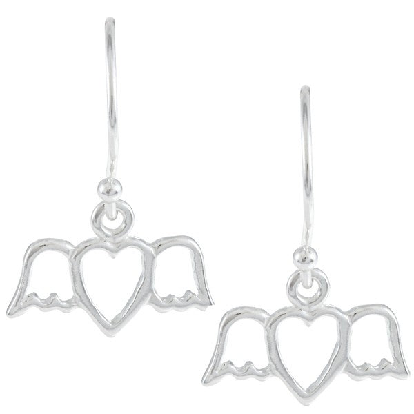 Sterling Silver Heart w/Wings Earrings