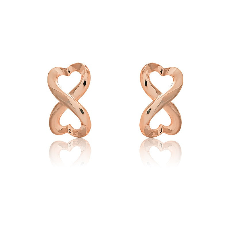 Sterling Silver Rose GP Heart Infinity Earrings