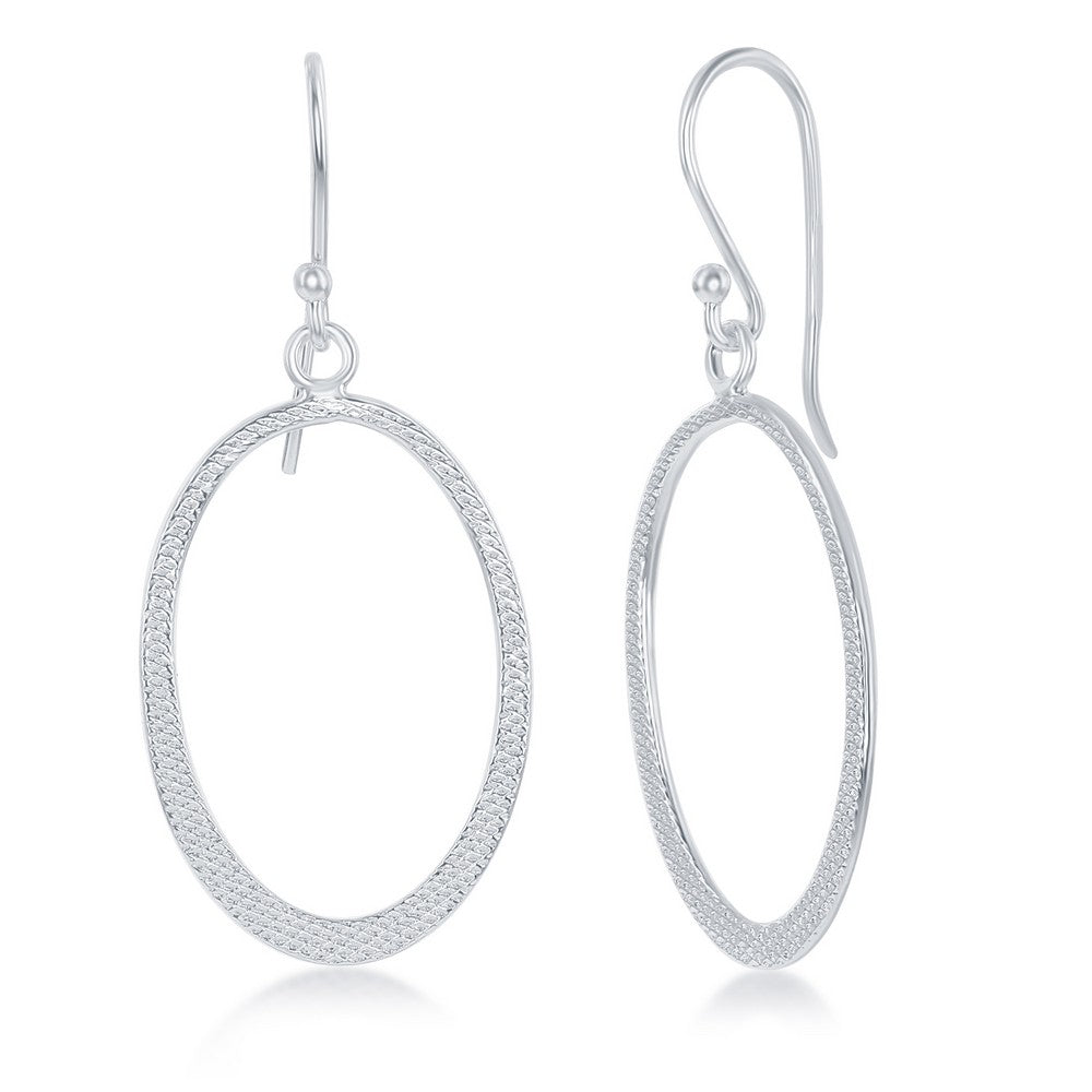 Sterling Silver Open Oval Design Earrings