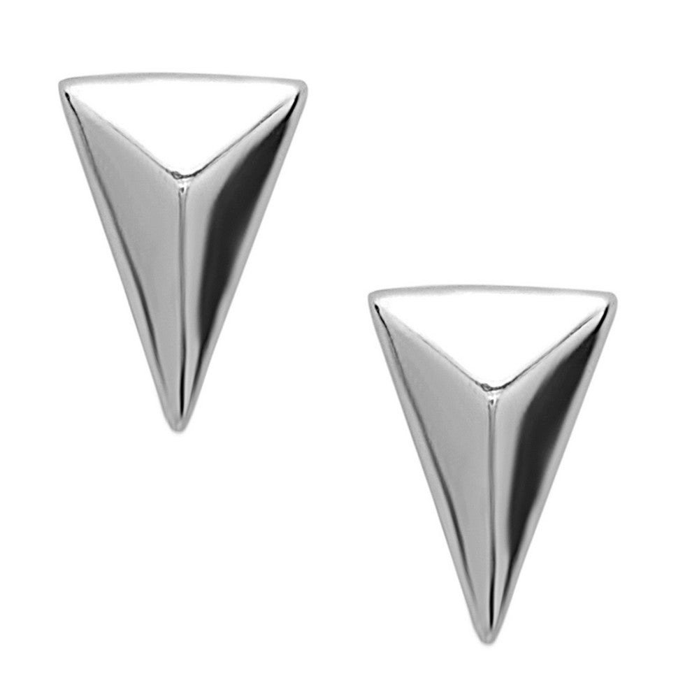 Sterling Silver Small Pyramid Style Triangle Earrings