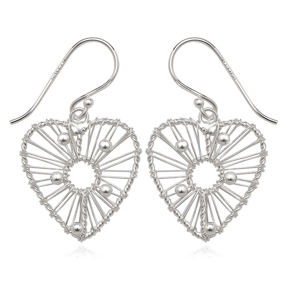 Sterling Silver Wired Heart Earrings